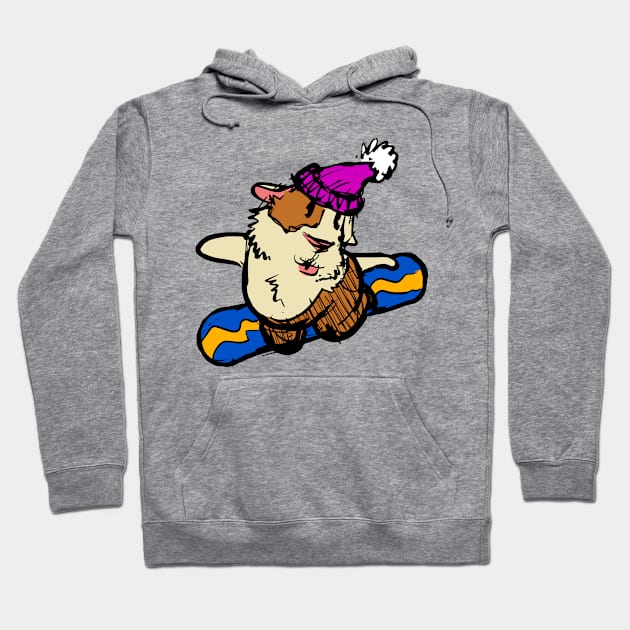 Snowboarding Guinea Pig Hoodie by GuineaPigArt